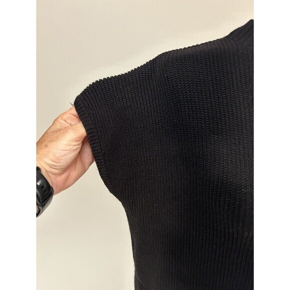 Unbranded Black Short Sleeve Mock Neck Sweater with Pocket Medium - Picture 3 of 4